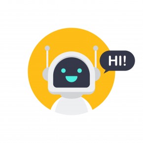 Illustration: Roboter mit der Sprechblase »Hi!«